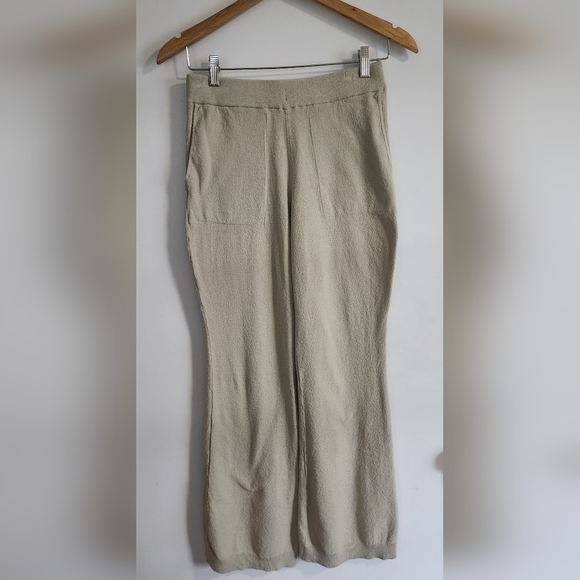 FP Beach Pants Womens Small Beige Knit Wide Leg Lounge Pull On Free People - Picture 2 of 12